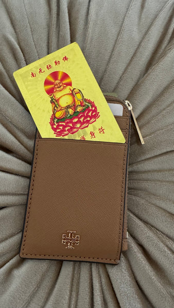 Tarjeta de amuleto Feng Shui para protección, tarjeta dorada Buda de la Prosperidad y Felicidad