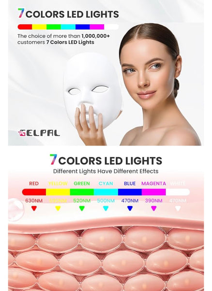 Máscara facial de cuidado de la piel LUZ LED de 7-1 colores. LUZ ROJA ….