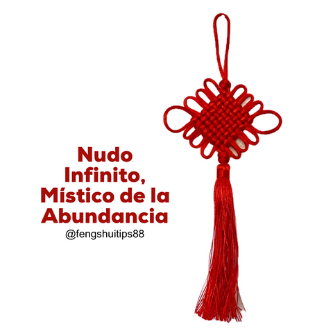 El nudo infinito, nudo sin fin o nudo de la infinita abundancia y prosperidad color rojo