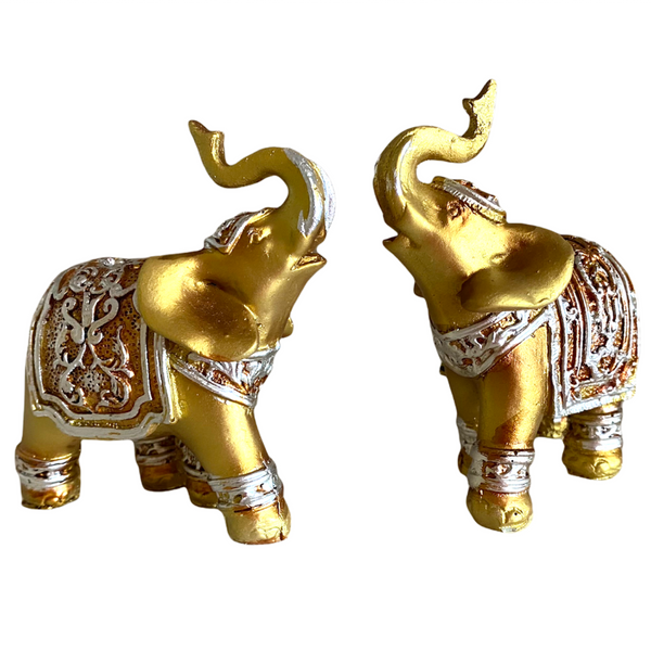 PAREJA  DE ELEFANTES DORADOS FENG SHUI